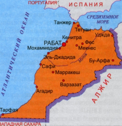 Карта побережья Марокко Карта побережья Марокко