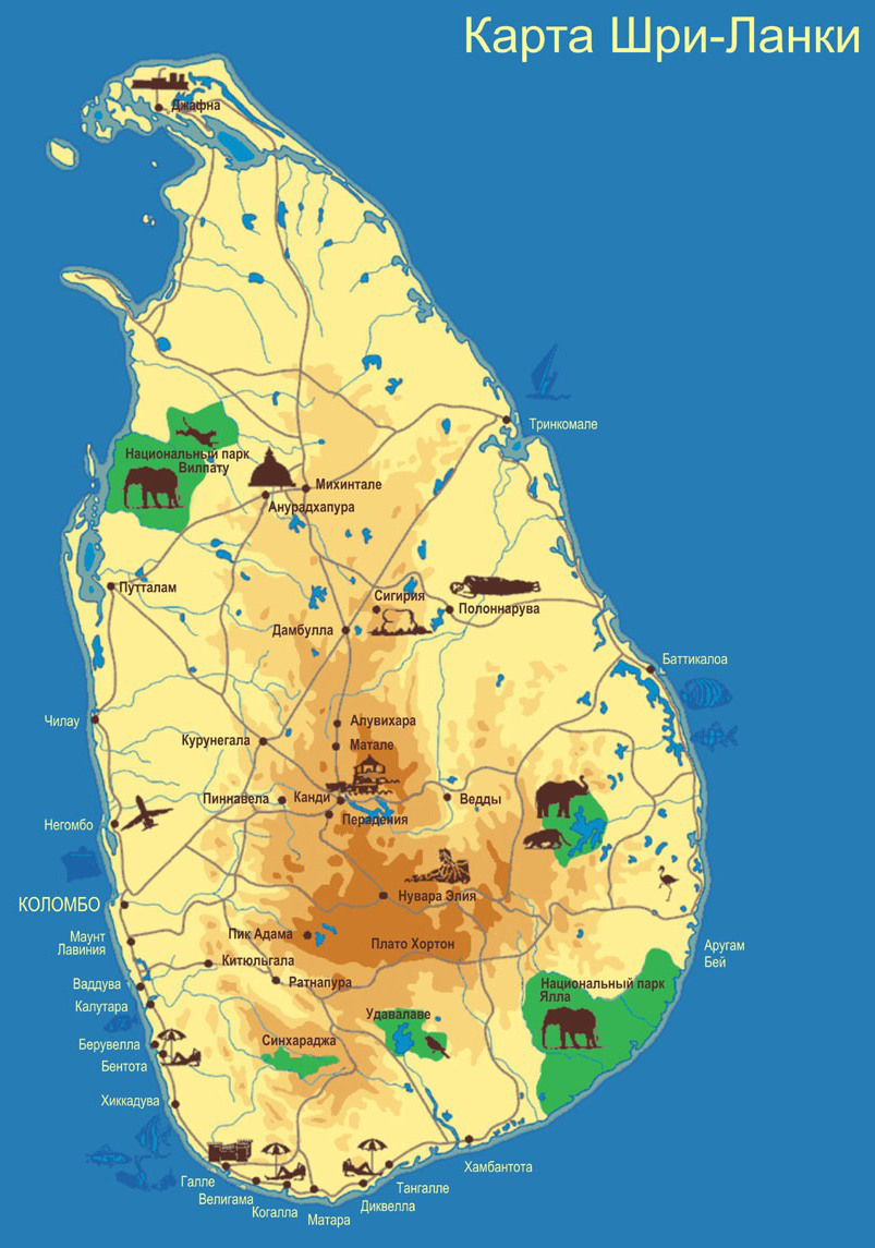 Карта курортов Шри Ланки Карта курортов Шри Ланки